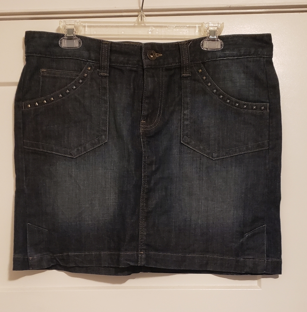 Calvin Klein denim mini skirt w studs at pocket Y2K